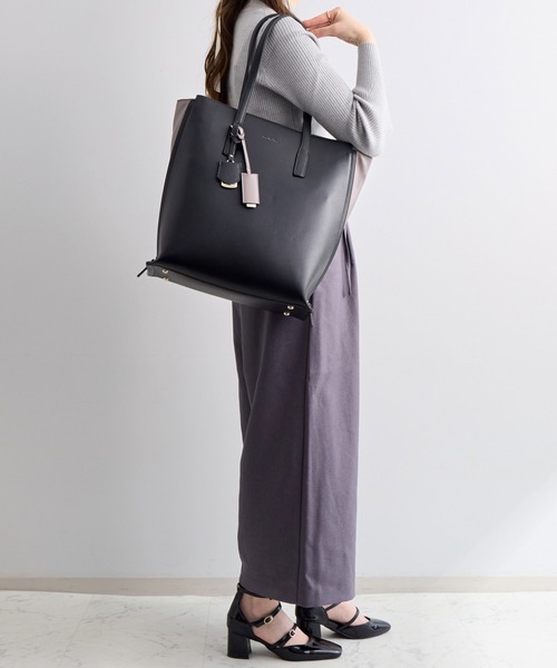 Jewelna Rose（ジュエルナローズ）の「【エコバッグ付・A4収納】 OLバッグ・セレム  縦型トートバッグ 16190（トートバッグ・レディース・ピンク/ブラック/グレイッシュベージュ・FREE）」の10枚目の写真