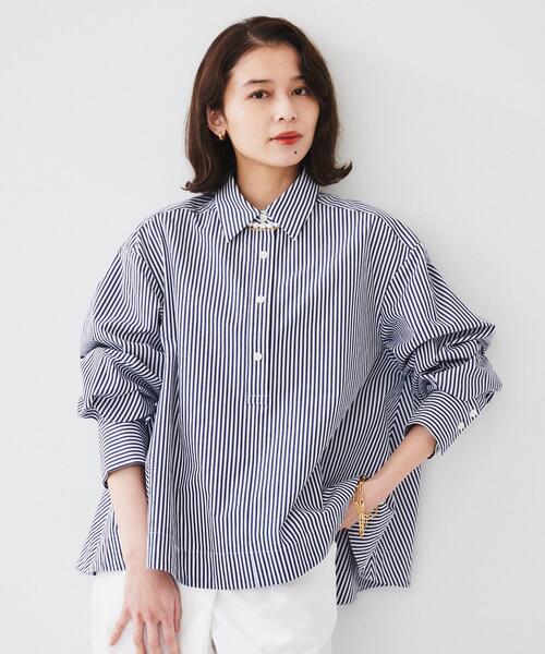 UNTITLED（アンタイトル）の「【体型カバー】タイプライター テントシャツ（シャツ/ブラウス・レディース・ライトブルー/ネイビー系2/オフホワイト・44/04/03/02/01/00/48）」の3枚目の写真