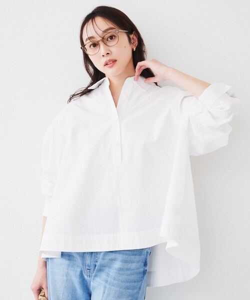 UNTITLED（アンタイトル）の「【体型カバー】タイプライター テントシャツ（シャツ/ブラウス・レディース・ライトブルー/ネイビー系2/オフホワイト・44/04/03/02/01/00/48）」の5枚目の写真