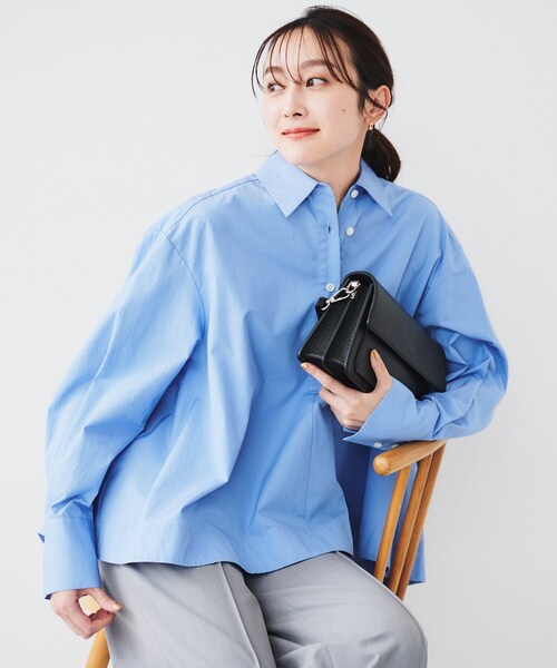 UNTITLED（アンタイトル）の「【体型カバー】タイプライター テントシャツ（シャツ/ブラウス・レディース・ライトブルー/ネイビー系2/オフホワイト・44/04/03/02/01/00/48）」の9枚目の写真