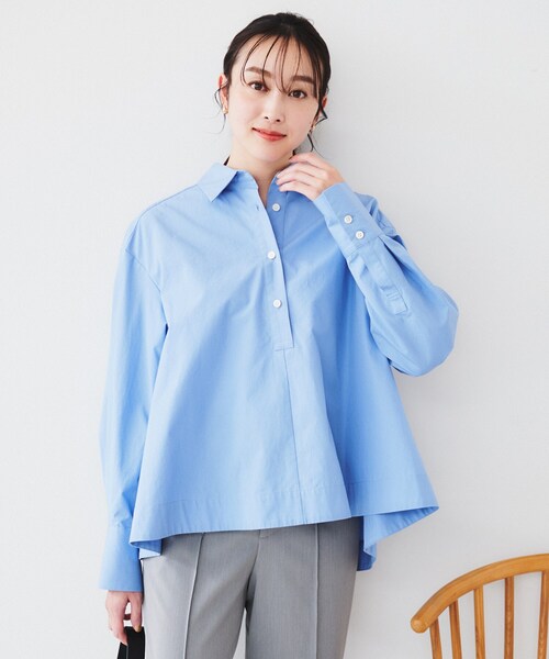 UNTITLED（アンタイトル）の「【体型カバー】タイプライター テントシャツ（シャツ/ブラウス・レディース・ライトブルー/ネイビー系2/オフホワイト・44/04/03/02/01/00/48）」の10枚目の写真