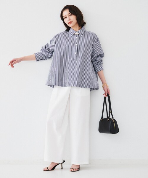 UNTITLED（アンタイトル）の「【体型カバー】タイプライター テントシャツ（シャツ/ブラウス・レディース・ライトブルー/ネイビー系2/オフホワイト・44/04/03/02/01/00/48）」の15枚目の写真