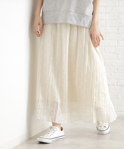 THE SHOP TK （ザ ショップ ティーケー ）の「レーススカート【洗える】（スカート・レディース・ブラック/オフホワイト・12/13）」の5枚目の写真