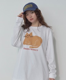 【THEATRE PRODUCTS ｜ Shiomi Wadaコラボ】プリントロングスリーブTシャツ フラワー/ネコ