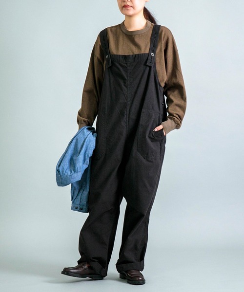 OMNIGOD（オムニゴッド）の「[ OMNIGOD womens / オムニゴッド ] 馬布 ハンギングパンツ（サロペット/オーバーオール・レディース・ベージュ/ブラック/オリーブ・FREE）」の2枚目の写真