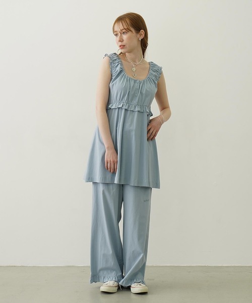 MILKFED.(ミルクフェド)の「RUFFLE GATHERED DRESS(ワンピース・レディース・ライトブルー/ライトピンク/ブラック・ONE SIZE)」の11枚目の写真
