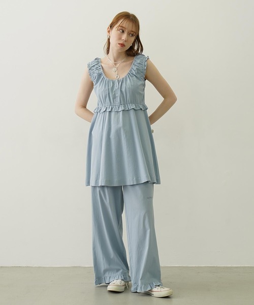 MILKFED.(ミルクフェド)の「RUFFLE GATHERED DRESS(ワンピース・レディース・ライトブルー/ライトピンク/ブラック・ONE SIZE)」の12枚目の写真