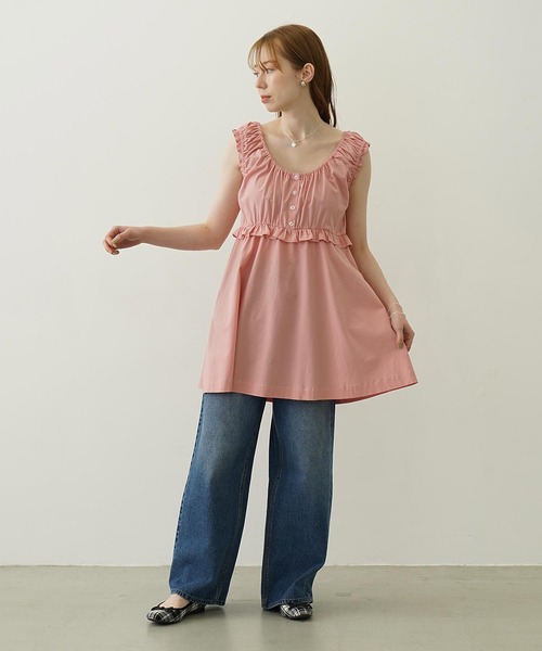 MILKFED.(ミルクフェド)の「RUFFLE GATHERED DRESS(ワンピース・レディース・ライトブルー/ライトピンク/ブラック・ONE SIZE)」の16枚目の写真