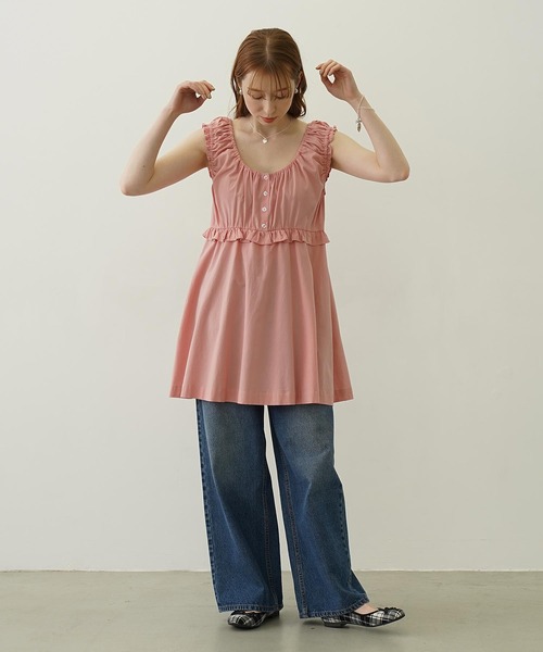 MILKFED.(ミルクフェド)の「RUFFLE GATHERED DRESS(ワンピース・レディース・ライトブルー/ライトピンク/ブラック・ONE SIZE)」の17枚目の写真