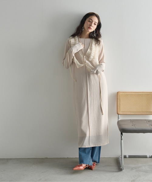 THE YOn（ザヨン）の「2WAYリップルジャガードカットソーワンピース（ワンピース・レディース・アイボリー/ブラウン/ライム/ミント・FREE）」の10枚目の写真