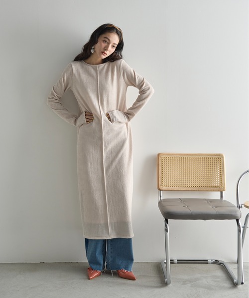 THE YOn（ザヨン）の「2WAYリップルジャガードカットソーワンピース（ワンピース・レディース・アイボリー/ブラウン/ライム/ミント・FREE）」の12枚目の写真