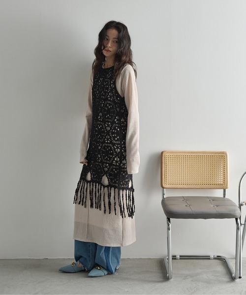THE YOn（ザヨン）の「2WAYリップルジャガードカットソーワンピース（ワンピース・レディース・アイボリー/ブラウン/ライム/ミント・FREE）」の20枚目の写真