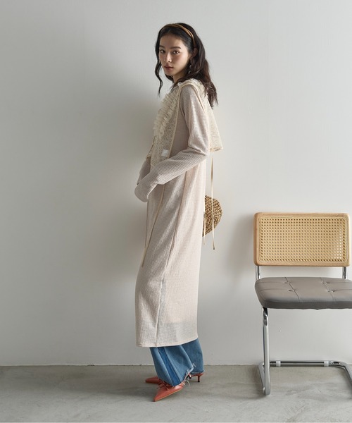 THE YOn（ザヨン）の「2WAYリップルジャガードカットソーワンピース（ワンピース・レディース・アイボリー/ブラウン/ライム/ミント・FREE）」の7枚目の写真