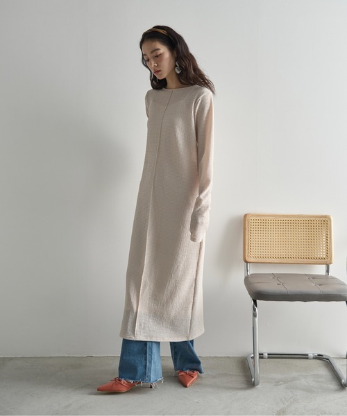 THE YOn（ザヨン）の「2WAYリップルジャガードカットソーワンピース（ワンピース・レディース・アイボリー/ブラウン/ライム/ミント・FREE）」の13枚目の写真