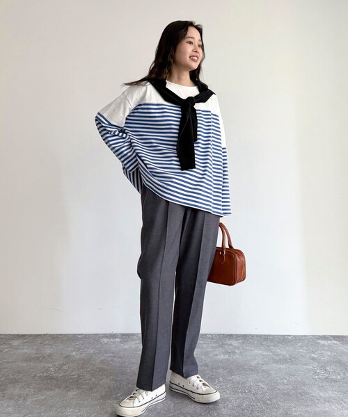 fredy emue（フレディエミュ）の「リネン混バイオツイルテーパードパンツ（その他パンツ・レディース・ネイビー/ベージュ/ラベンダー/ブラック・36/38）」の21枚目の写真