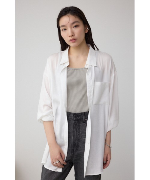 AZUL by moussy（アズールバイマウジー）の「リンクルシャドウシャツ（シャツ/ブラウス・メンズ・ホワイト/ライトブルー/ブラック/カーキ・MEDIUM/LARGE）」の2枚目の写真