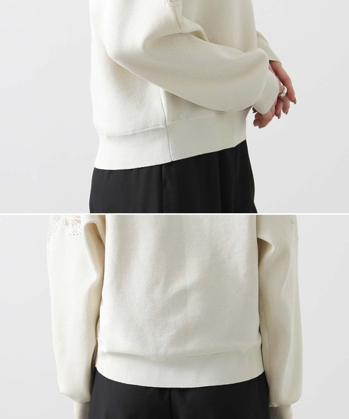 Gready Brilliant(グレディブリリアン)の「肩刺しゅうレースニット(ニット/セーター・レディース・アイボリー/コーラルピンク・38)」の14枚目の写真