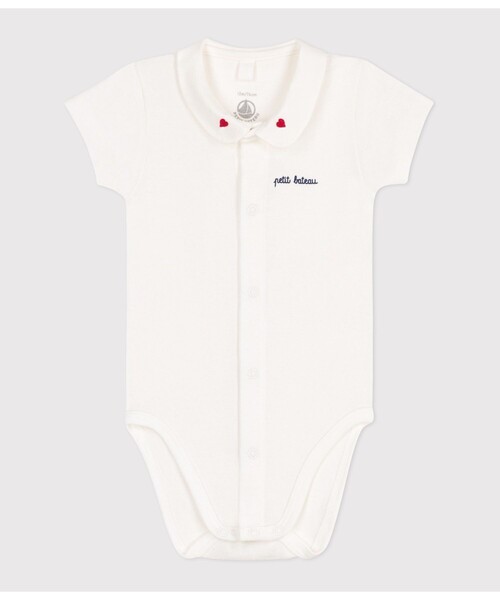 PETIT BATEAU(プチバトー)の「衿付き半袖ボディ(ロンパース・キッズ・オフホワイト・12MONTH/18MONTH/6MONTH)」の4枚目の写真
