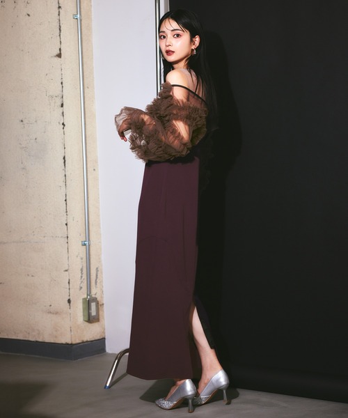 darial(ダリアル)の「【darial】2way tule bolelo dress 2点セット 2way チュール ボレロ ドレス お呼ばれ 結婚式 二次会 成人式 同窓会 セレモニードレス パーティドレス オケージョンドレス(ドレス・レディース・ベージュ×ブラック/パープル/チャコールグレー・L/M/S)」の13枚目の写真