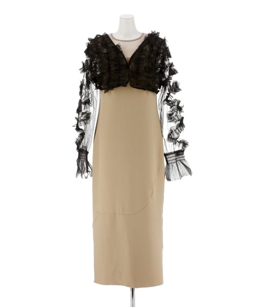 darial(ダリアル)の「【darial】2way tule bolelo dress 2点セット 2way チュール ボレロ ドレス お呼ばれ 結婚式 二次会 成人式 同窓会 セレモニードレス パーティドレス オケージョンドレス(ドレス・レディース・ベージュ×ブラック/パープル/チャコールグレー・L/M/S)」の21枚目の写真