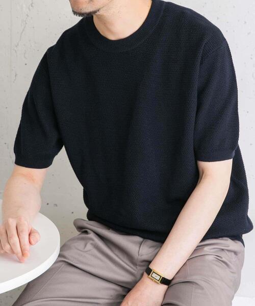 セール】『WEB限定』変形カノコ半袖クルーネックニット（ニット