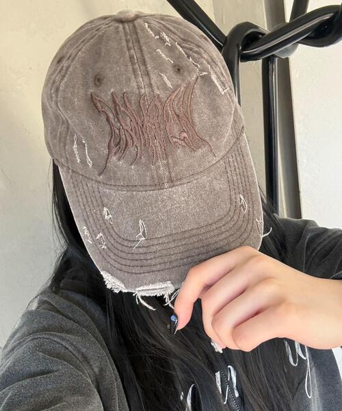 WEGO（ウィゴー）の「WEGO/トライバルロゴダメージピグメントキャップ（キャップ・レディース・ブラック/ブラウン・FREE）」の7枚目の写真