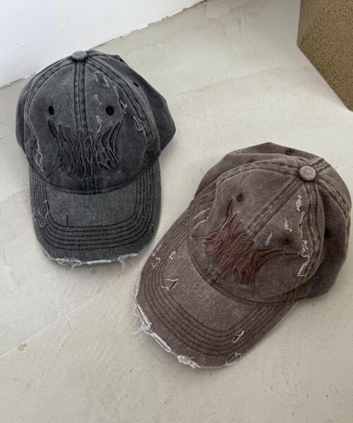 WEGO（ウィゴー）の「WEGO/トライバルロゴダメージピグメントキャップ（キャップ・レディース・ブラック/ブラウン・FREE）」の9枚目の写真