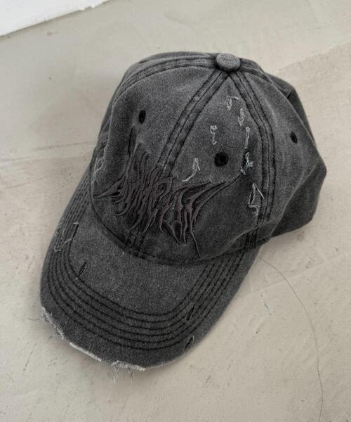 WEGO（ウィゴー）の「WEGO/トライバルロゴダメージピグメントキャップ（キャップ・レディース・ブラック/ブラウン・FREE）」の3枚目の写真