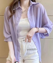 透け感がトレンドの夏服UVカットシアーシャツ