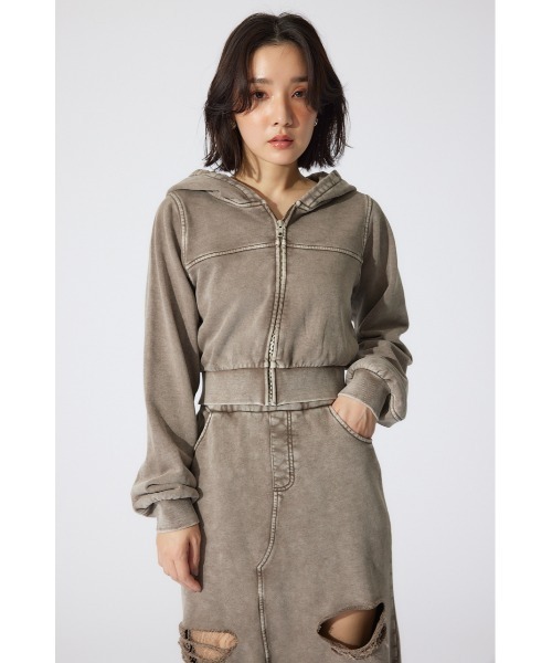 rienda(リエンダ)の「フードジップブルゾン 春服 パーカー スウェット トレーナー フーディー 秋服 ジップパーカー(パーカー・レディース・ブルー/ブラウン・FREE)」の3枚目の写真