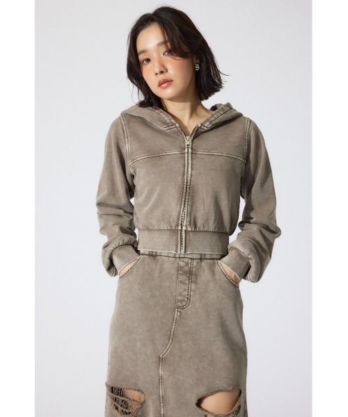 rienda(リエンダ)の「フードジップブルゾン 春服 パーカー スウェット トレーナー フーディー 秋服 ジップパーカー(パーカー・レディース・ブルー/ブラウン・FREE)」の4枚目の写真