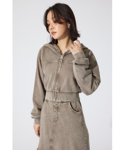rienda(リエンダ)の「フードジップブルゾン 春服 パーカー スウェット トレーナー フーディー 秋服 ジップパーカー(パーカー・レディース・ブルー/ブラウン・FREE)」の5枚目の写真