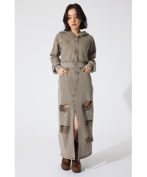 rienda(リエンダ)の「フードジップブルゾン 春服 パーカー スウェット トレーナー フーディー 秋服 ジップパーカー(パーカー・レディース・ブルー/ブラウン・FREE)」の6枚目の写真