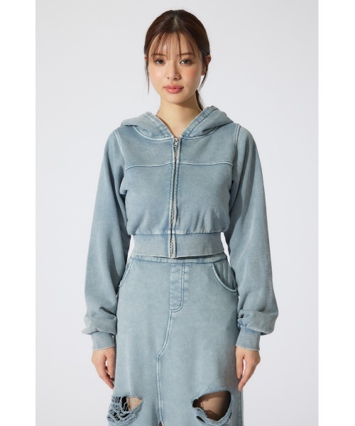 rienda(リエンダ)の「フードジップブルゾン 春服 パーカー スウェット トレーナー フーディー 秋服 ジップパーカー(パーカー・レディース・ブルー/ブラウン・FREE)」の14枚目の写真