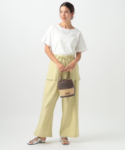 BAYFLOW（ベイフロー）の「[V・Uネックで着られる]シルケット2WAY半袖T（Tシャツ/カットソー・レディース・ブラック/オフホワイト/ライトグレー/ミント・LARGE/SMALL/MEDIUM）」の10枚目の写真