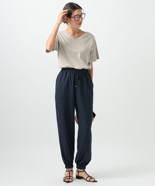 BAYFLOW（ベイフロー）の「[V・Uネックで着られる]シルケット2WAY半袖T（Tシャツ/カットソー・レディース・ブラック/オフホワイト/ライトグレー/ミント・LARGE/SMALL/MEDIUM）」の14枚目の写真