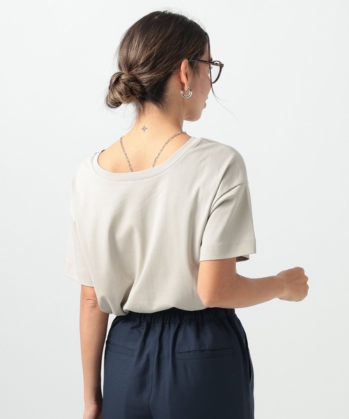 BAYFLOW（ベイフロー）の「[V・Uネックで着られる]シルケット2WAY半袖T（Tシャツ/カットソー・レディース・ブラック/オフホワイト/ライトグレー/ミント・LARGE/SMALL/MEDIUM）」の17枚目の写真