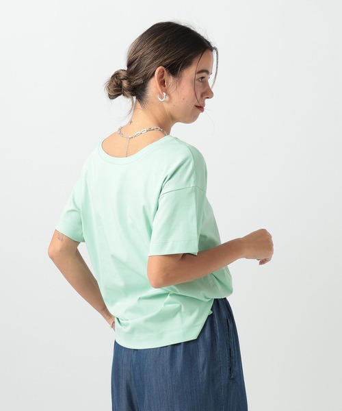 BAYFLOW（ベイフロー）の「[V・Uネックで着られる]シルケット2WAY半袖T（Tシャツ/カットソー・レディース・ブラック/オフホワイト/ライトグレー/ミント・LARGE/SMALL/MEDIUM）」の21枚目の写真