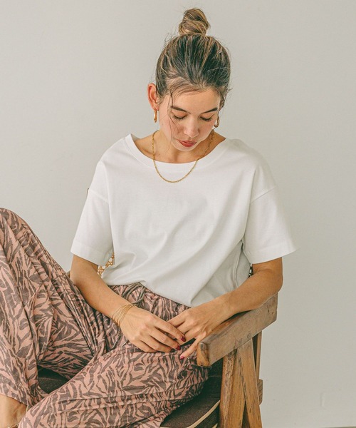 セール】[V・Uネックで着られる]シルケット2WAY半袖T（Tシャツ