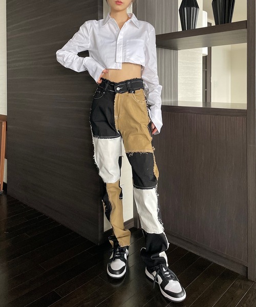 Mela(メラ)の「カットオフクロップドシャツ(シャツ/ブラウス・レディース・ブラック・L/S/M)」の7枚目の写真