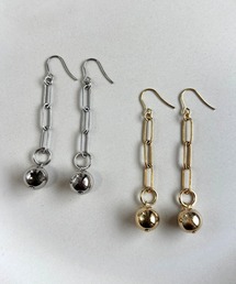 【As】【金属アレルギー対応】NO.174 銅玉×ステンレスチェーン ゆらゆらロングピアス(サージカルステンレス)(MA)