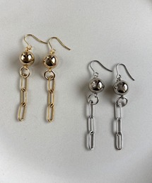 【As】【金属アレルギー対応】NO.174 銅玉×ステンレスチェーン ゆらゆらロングピアス(サージカルステンレス)(MA)