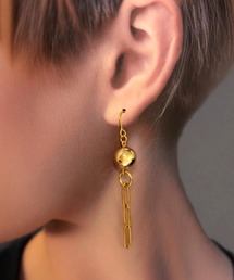 【As】【金属アレルギー対応】NO.174 銅玉×ステンレスチェーン ゆらゆらロングピアス(サージカルステンレス)(MA)