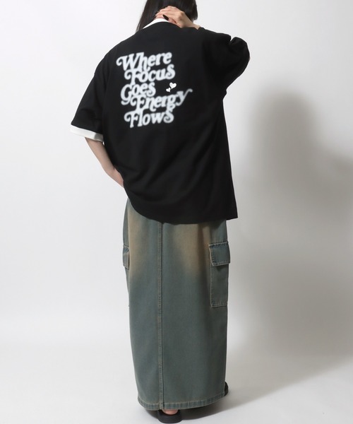 セール】Ringer Print T-shirt/ハートロゴ ワンポイント刺繍