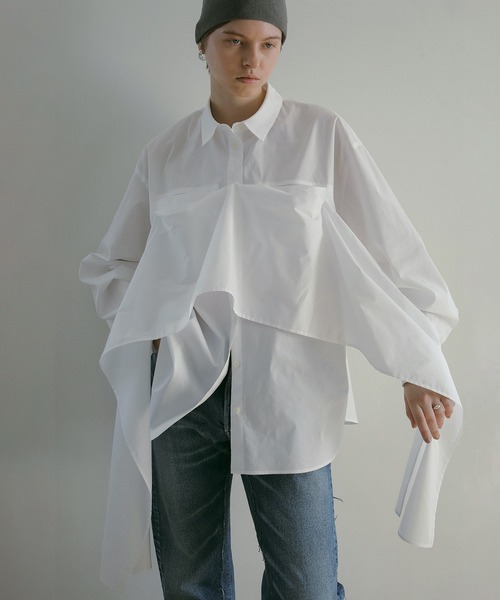 MANOF（マノフ）の「MULTIWAY SHIRTS（シャツ/ブラウス・レディース・ホワイト/ベージュ/ブルー・S/M）」の4枚目の写真