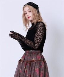 axes femme | プチローズレーストップス(Tシャツ/カットソー)
