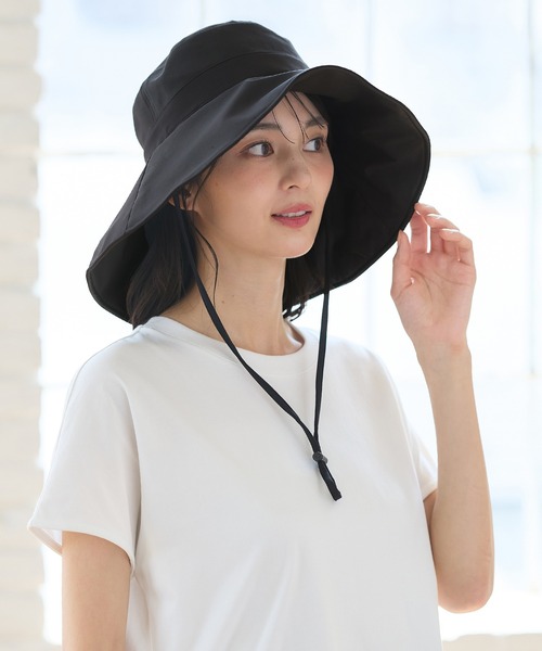 Honeys（ハニーズ）の「【ＵＶカット・接触冷感・吸水速乾】遮光１００％つば広ハット（ハット・レディース・ブラック/ライトグレー/ベージュ・FREE）」の5枚目の写真