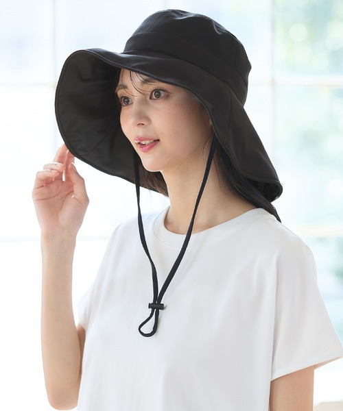 Honeys（ハニーズ）の「【ＵＶカット・接触冷感・吸水速乾】遮光１００％つば広ハット（ハット・レディース・ブラック/ライトグレー/ベージュ・FREE）」の6枚目の写真