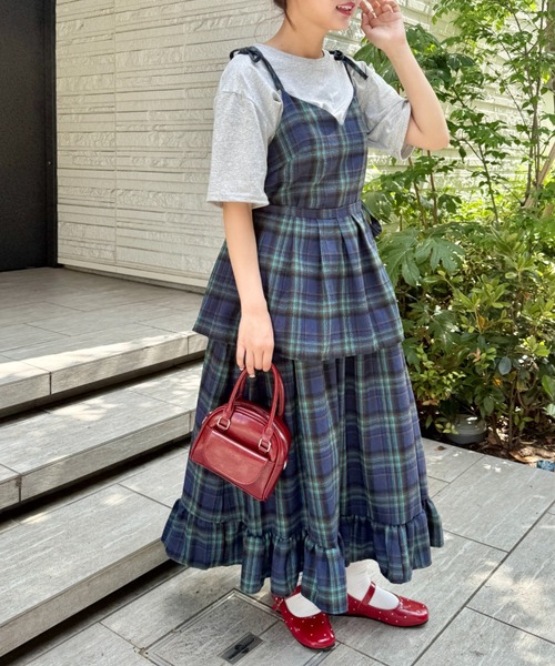 チェックコンビフリルワンピース38 チェックコンビフリルワンピース38 KBF（ケイビーエフ）の