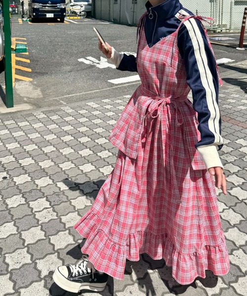 セール】チェック柄フリルリボンキャミワンピース（ワンピース